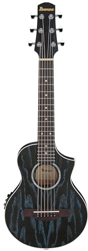 Ibanez EWP16EWB-GAO Piccolo Electro Acoustic Guitar with Bag – Compact Steel String with Florentine Cutaway, Figured Ash Top & Body, Undersaddle Pickup & AEQ-2U Preamp - Galaxy Aqua Open Pore