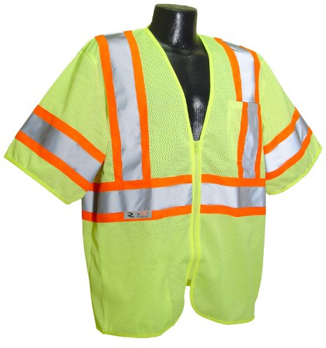 Radians SV22-3ZGM-L Polyester Mesh Economy Class-3 Safety Vests with Two Tone Trim, Large, Green