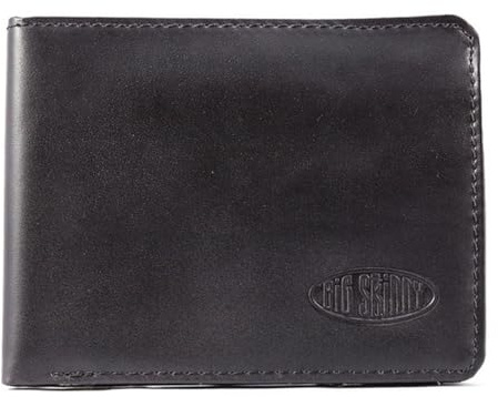 Big Skinny Men's RFID Blocking Leather Bifold, Holds Up to 25 Cards, Black