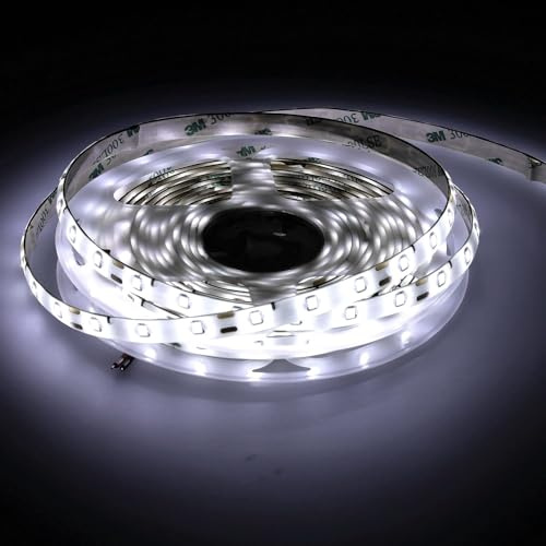 JANDEI - Striscia Led 5 m 12V per Esterno IP65, Luce Fredda 6000K, 300 LED, SMD2835, Luci LED Stagne 6W Basso Consumo, con Adesivo, Tagliabile ogni 5 cm (Alimentatore non Incluso)