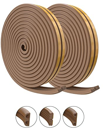 Nematek - Dichtung selbstklebend - Fensterabdichtung E-Profil schnell montiert - Fensterdichtungen dienen als idealer Zugstopper - Türdichtung selbstklebend (braun - E-Profil 2-3,5 mm)
