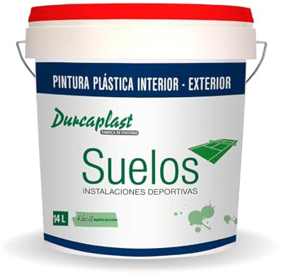 DURCAPLAST pintura de suelos para pistas deportivas, garajes y pavimentos en general de hormigón, cemento, asfalto y mortero. Color Rojo similar NOVA M-135 Mate, 14 Litros.