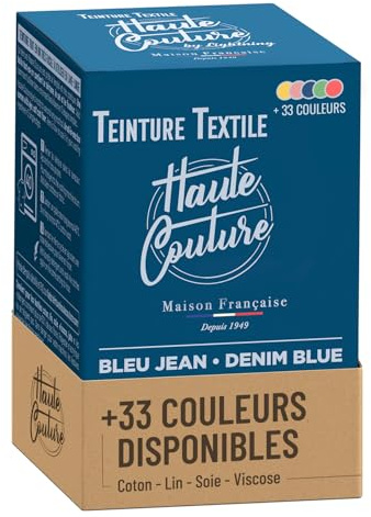 Teinture Textile - Haute Couture - 33 Couleurs - Tout-en-un - 350g - Vêtements et Tissus - Bleu Jean