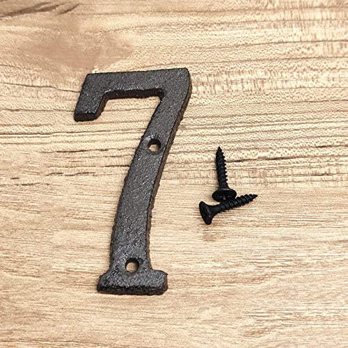 3D House Plaque Numbers 0-9 Letter A-Z Black Cast Iron 8cm Metal Digital Door Plate Sign with Screws Alphabet Home Outdoor Anti-Rust Exterior Signage Doorplate Hotel Apartment Street Mailbox (7)