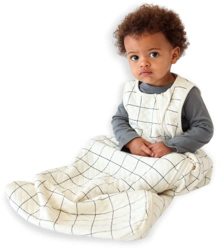 Tealbee Grow with Baby Sleep Sack – Adjustable Fit 6–24 Months for Babies & Toddlers, Soft Rayon from Bamboo Sleep Bag, Summer 0.8 TOG Wearable Blanket with 2-Way Zipper – Checkered