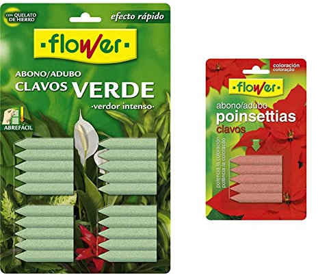Flower Abono Clavos Verde, (Blister 20 unidades) & Abono Clavos, 5 Unidades