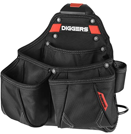 Diggers Tools - Zimmermann XL Werkzeugtasche [ Profi Quik Klik System ] - Flexibel Kombinierbare Werkzeugtasche Gürtel - Hochwertige Gürteltasche Werkzeug für Elektriker, Dachdecker & Zimmerer