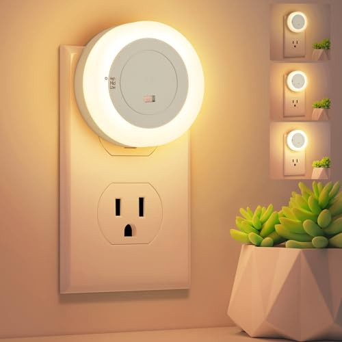 2-Pack LED Night Lights Plug in Dimmable, Dusk to Dawn Sensor 2700K