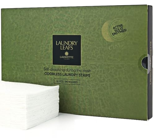 Lavayette Hojas de detergente con 1 x perfume para 100 lavados, detergente higiénico, tiras para lavadora, solubles en agua e inodoro