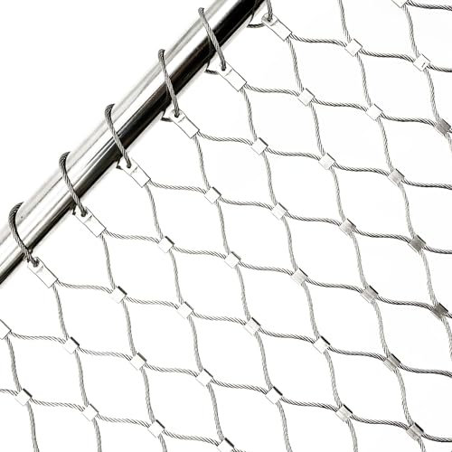TOOSOAR Maschendrahtzaun150Cm Hoch,Zaunnetz Edelstahl-Metallgitter 10cm,für hochgelegene Fallschutznetz Terrasse landschaftlich reizvollen Ort