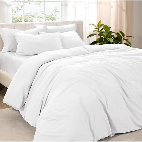 Bare Home Duvet Cover Set Emperor Size - Premium 1800 Ultra-Soft Duvet Cover Set - Lightweight - Cooling Duvet Cover - Bed Duvet Cover with 2 Pillowcases (Emperor, Sandwash White)