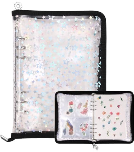 MUROAD 4 in 1 Sticker Storage Organizer, A5 Sticker Collecting Book Album Holder Binder with 140 Pockets Sleeves and 20 Sheets Reusable Release Paper (Black)