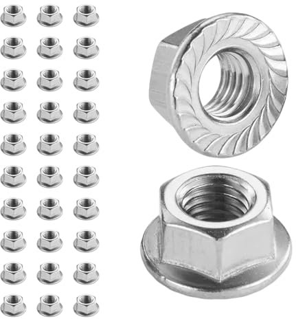 Flewdart 30pz dado flangiato M5, Dadi Flangiati 304 acciaio inox, dado esagonale per viti ø 5mm Din 6923 / Iso 4161, M5/M6/M8/M10/M12/M14 (M5 30pcs)