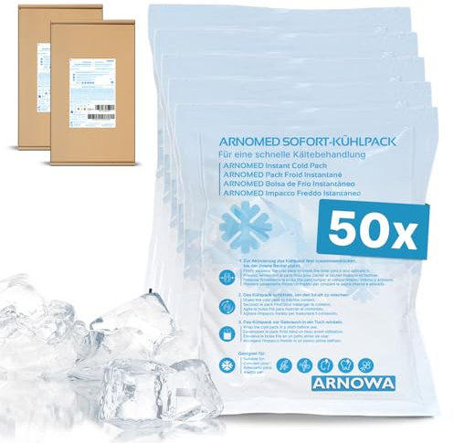 50x ARNOMED® Einweg Sofort Kühlpads 12x15cm, Kühlpack zum Knicken