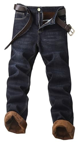 Dasongff Jeans Thermiques Homme Taille Haute Push Up, Pantalon Jean Confortable et Chaud pour l'hiver, Jeans Ajustés avec Doublure Polaire, Leggings en Denim Doublés et Élastiques