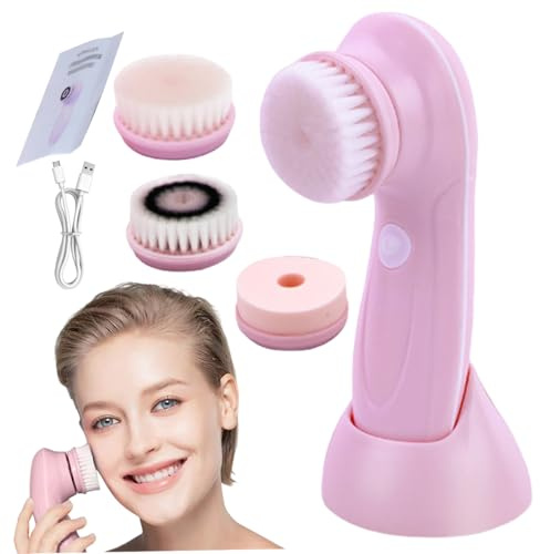1 set spazzola elettrica per il viso, con 3 testine intercambiabili scrubber elettrico per il viso, massaggio esfoliante 3 in 1 scrubber ricaricabile tramite USB, adatto a tutti i tipi di pelle