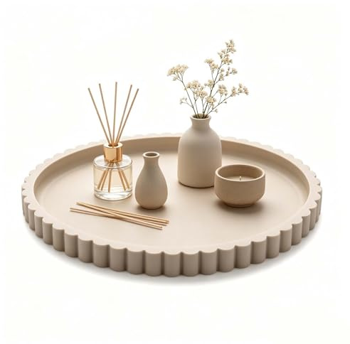Bandejas Decorativas Bandeja de encimera de 23 cm, Bandeja para cosméticos y Joyas, Placa Redonda Decorativa para Velas, Organizador de Valet Tablet para Cocina,Salón,Dormitorio,Baño