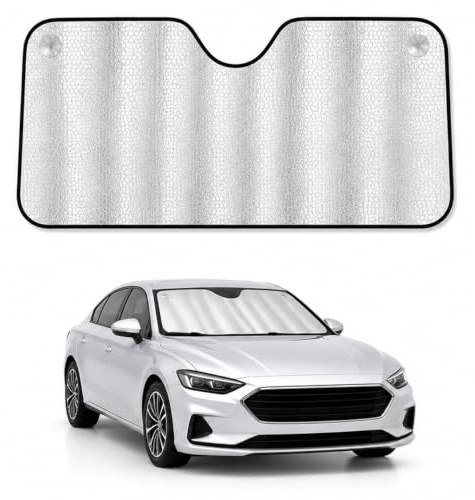 BESCH Parasol para Parabrisas Delantero Plegable, Protector Solar Reflectante para Coche, Parasol Térmico Universal con 2 Ventosas, Protección UV, Medidas 180 x 90 cm