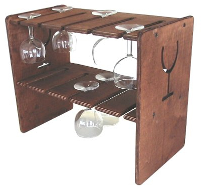 MEETING Cantinetta portabicchieri in legno di betulla multistrato, 45x25x37 cm, Marrone, Robusto e resistente, Per cucina, sala da pranzo, cantina vini