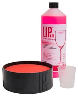 We Can Source It Ltd - Lipit Lipstick Remover Starter Kit with Sponge - Powerful 1 Litre Liquid Formula for Removing Lipstick & Grease Marks from Glasses - Ideal for Bars, Restaurants and Catering Use