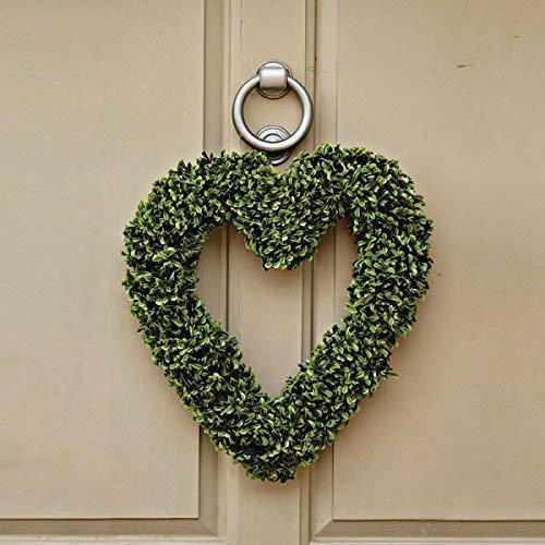 Garden Mile Grande Artificial 40cm DE Lujo Madera DE BOJ topiaria Corazón Puerta Corona Decoración Hogar Memorial Tumba Puerta Corona Colgante Adorno de Jardín