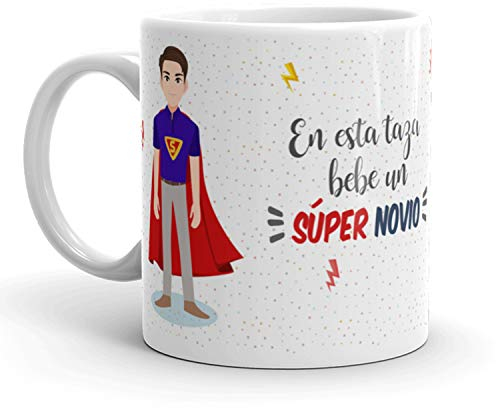 Kembilove Taza el Mejor Novio del Mundo – Mensaje En Esta Taza Bebe un Super Novio – Regalo Hermana Original – Regalos Originales para cuñados – Tazas Originales