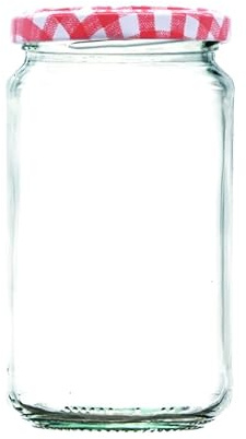 Wares of Knutsford 1lb / 370ml Airtight Glass Jam Jars with Coloured Twist Lids | Preserving Jars for Jam, Honey, Chutney & Marmalade | Dishwasher Safe (Red Gingham Lids, 200)
