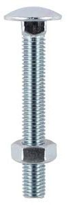 M6 M8 M10 M12 Cup Square Carriage Bolts Coach Screw WITH Hex Full Nut 20-260mm (Pack of 5,10, 20, 50,100) (5, M6x80)