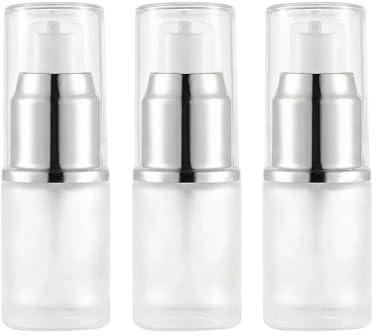 3PCS 15ML/0.5oz Clear Empty Frosted Glass Lotion Pump Bottles Cosmetic Jars Travel Containers Pump Dispenser for Cream Emulsion Foundation Toner