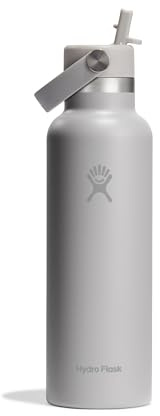 HYDRO FLASK - Standard Mouth Water Bottle 621 ml (21 oz) - Vacuum Insulated Stainless Steel Water Bottle with Flex Straw Cap - Birch