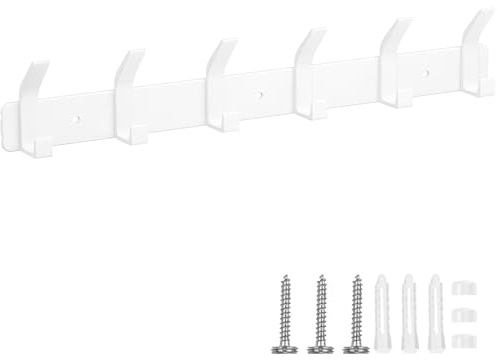 Eucomir Appendiabiti da Parete, Appendiabiti da Muro con 6 Ganci Moderno per Cucina, Camera da Letto, Ufficio, Bianco Perla