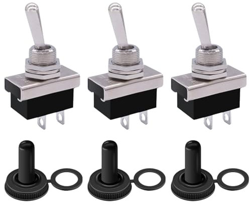 KN3D-101 Kippschalter Ein/Aus (On/Off), 12VDC 25A, Wasserdichte Kippumschalter mit Kappe, geeignet für 12V/230V Systeme, 3 Stück Packung