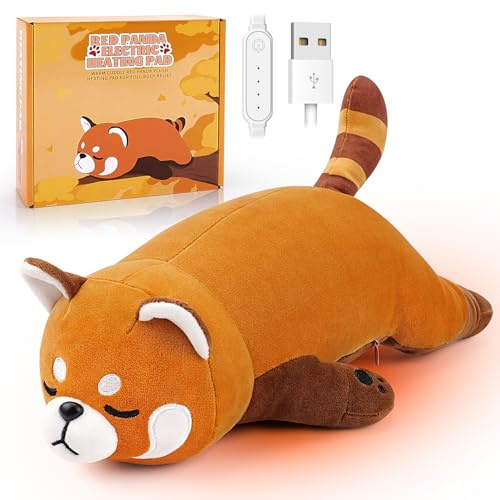 Electric Heating Pad for Period Pain Relief Heating Pad Cramps USB Powered Cuddly Soft 14 Animal Plush Heat Pad Electric Heat Pad for Neck Shoulder Back Animal Shaped Heated Pad (Brown)