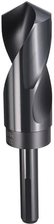 sourcing map Broca de 32 mm, vástago reducido de 1,27 cm, 3 planos 4241, acero de alta velocidad, nitruración, negro, punta estándar de 118°, para plástico, madera, cobre, aluminio, hierro, metal