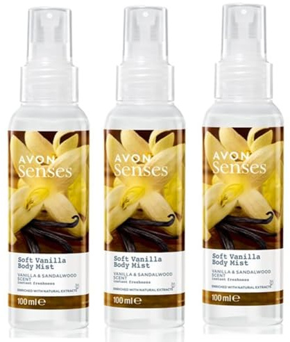 3 x Avon Scented Spritz Body Mist 100ml Previously Room Sprays (3 x Soft Vanilla)
