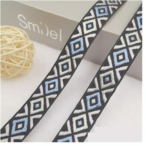 WEOKDFHA sadelgjord 20 mm lysande godisfärg vävda broderade jacquardband dekoration silkeslent väv för husdjurshalsband, väskor och kläder (GS02 20 mm 5 meter)