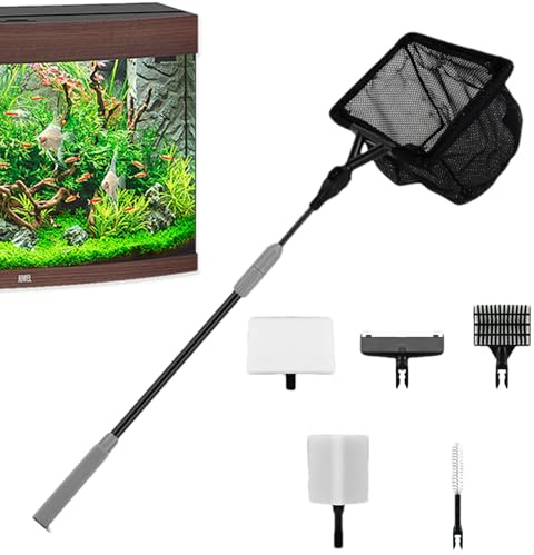 Dmuzsoih Outils de Nettoyage d'Aquarium - Kit six en un de Brosses et Racloirs pour Aquarium,Set de Nettoyage pour Bassin à Poissons,Pour Usage Intérieur Maison Eau Douce Eau Salée Terrarium Gravier
