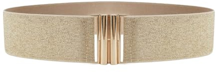 Ceinture Élastique Large pour Femme, Ceinture Dorée Femme Elastique Large pour Robe, Ceinture Femme Elastique Réglable Style Vintage rétro, Ceinture Femme pour Robe avec Boucle Dorée élégante