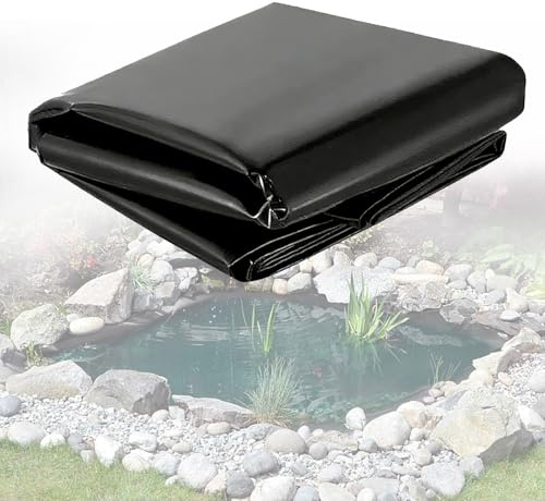 Generico Telo per Laghetto Giardino Nero 2x5m 3x5m 4x6m 5x6m 6x7m Fodera Laghetto Flessibile HDPE Rivestimento per Laghetti Preformato per Fiori Giardinieri Serre Stagni Drenaggio(4X4.0m)