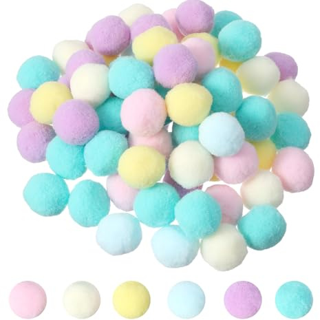 Pom Poms for Crafts, 100Pcs 1 Inch Pastel Pom Poms, Colorful Puff Balls for Crafts, Multicolor Polyester Fiber Fluffy Balls Craft Making Decorations Supplies for DIY Arts Home Party Decor