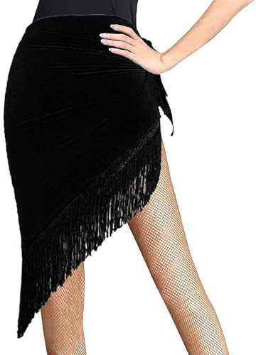Ceinture de Danse Latine à Franges pour Femme Jupe de Danse de Salon Salsa Tango Jupe Portefeuille Triangle Écharpe de Hanches pour Festivals Carnavals Spectacles Fêtes