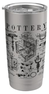 Pottery Lover Ceramic Artist Potter's Wheel Vintage Patent Stainless Steel Insulated Tumbler