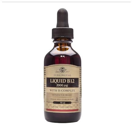 Solgar | Vitamina B12 Líquida con B-Complex | Vitaminas del Grupo B |Apoya al Sistema Nervioso| Sabor Frutas| 59 ml