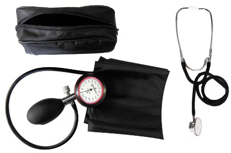 Blutdruckmessgerät 1-Schlauch + Stethoskop Doppelkopf schwarz Doppelkopfstethoskop - Stetoskop plus RR-Gerät