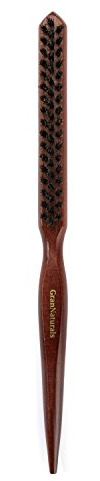 GranNaturals Teasing Boar Bristle Hair Brush for Women - Slick Back Comb with Rat Tail Pick for Hair Sectioning Used for Edge Control, Backcombing, Smoothing, and Styling Fine Hair to Create Volume
