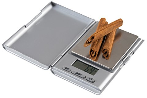 Korona Anja Taschenwaage 79444 I Waegebereich (max.) 500g I Ablesbarkeit 0.1g I Farbe: Silber (matt) I genaues Abwiegen von Kräutern, Gold und anderem