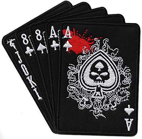 topt mili ecusson as de Pique Carte Poker Tete de Mort Pirate Skull Crane Moto Biker thermocollant 10x10cm patche Insigne Biker