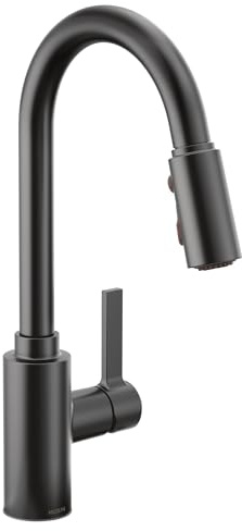 Moen 7882BL Genta LX Single-Handle Pull-Down Sprayer Modern Kitchen Faucet with Reflex and Power Boost, Matte Black
