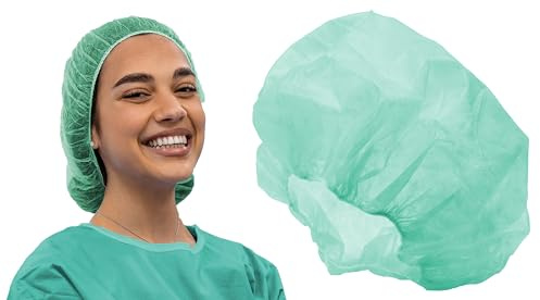 Systerhuvor, hårhuvor, grön hygien, 1 000 stycken, fleecehuvor, engångshuvor, basker OP-huvor, varumärke Tiga-Med