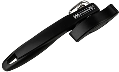 FMprofessional Dosenöffner, Konservenöffner mit Funktionsteil aus hochwertigem Edelstahl, praktischer Blechdosenöffner, langlebiger Deckelöffner, hochwertiger Büchsenöffner (Farbe: Schwarz)